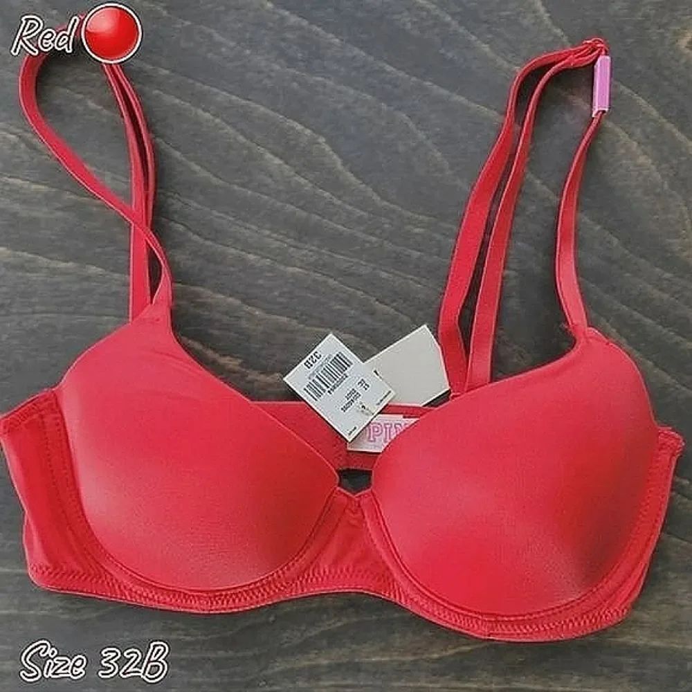 VS Pink red Wear Everywhere Lightly Lined underwire bra